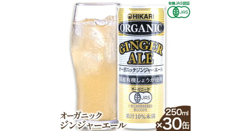 【ふるさと納税】＜光食品＞オーガニックジンジャーエール 250ml×30缶 定期便 もあり 《30日以内順次出荷(土日祝除く)》ふるさと納税 オーガニック 有機JAS認証 ジュース ジンジャーエール 無糖 国産有機生姜使用 生姜 炭酸ジュース 缶 飲料 光食品 徳島 上板町 送料無料