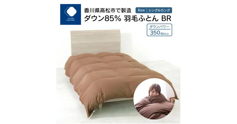 【ふるさと納税】香川県高松市で製造　ダウン85% 羽毛ふとんBR | ふとんファクトリー FUTON FACTORY シングルロング 150×210cm BR ブラウン 日本製 国産 寝具 快眠 快適 エクセルゴールドラベル あたたかい 保温力 寝具 羽毛 布団 掛けふとん ギフト 新生活 香川県 高松市