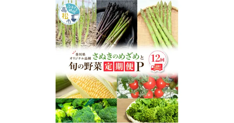 【ふるさと納税】「香川県オリジナル品種さぬきのめざめ」と旬の野菜 定期便P | 家庭用 生にんにく にんにく イエローコーン とうもろこし トウモロコシ シャキシャキ 食感 アスパラガス 食べ比べ 紫アスパラガス ミニトマト トマト ブロッコリー 菜の花 セット 新鮮 国産