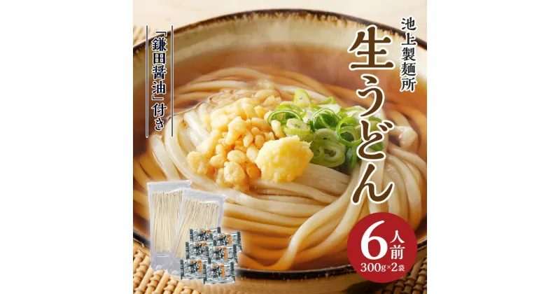 【ふるさと納税】本家　池上製麺所　生うどん（鎌田醤油付）2袋（6人前） | うどん 香川県高松市 生うどん さぬきうどん 昭和32年創業 アイドル的存在るみおばあちゃんのお店 もっちりと弾力のあるコシの強さとツルツルとした喉越しのよさが自慢 手作業 送料無料