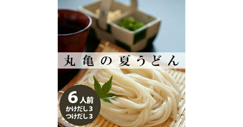 【ふるさと納税】丸亀の夏うどんセット6人前（ダシ：かけ3人前/つけ3人前）　麺類・うどん・半生麺・讃岐・弾力・ダシ・コシ・のど越し・ざる・ぶっかけ・絶品・釜揚げ・釜玉