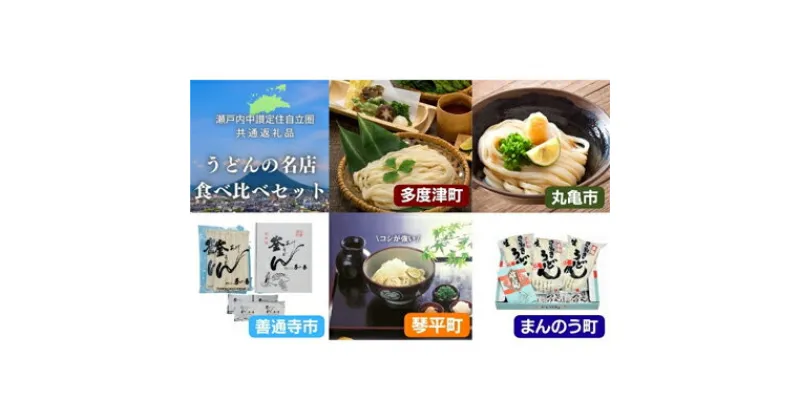 【ふるさと納税】「瀬戸内中讃定住自立圏」うどんの名店食べ比べセット　 麺類 うどん 讃岐うどん 讃岐 丸亀 名店 5件 食べ比べ 半生うどん ランチ ごはん 冷蔵 つゆ付き