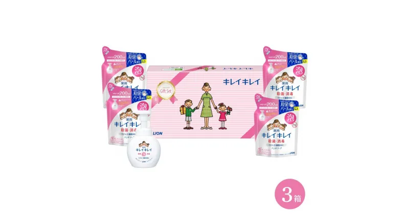 【ふるさと納税】キレイキレイギフトセット D （3箱セット） ( 薬用泡ハンドソープ 250ml × 1 & 詰替用 200ml × 4 ) | 石鹸 液体石鹸 ハンドソープ 3箱 セット キレイキレイ【きれいきれい 殺菌 予防 石鹸 BA1031】