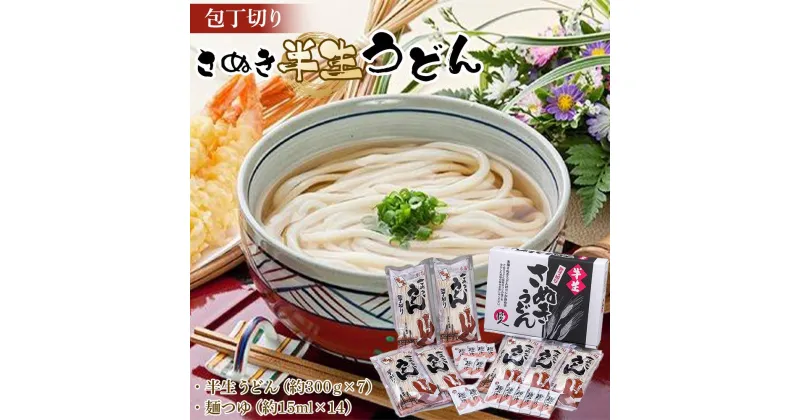 【ふるさと納税】包丁切りさぬき半生うどん【半生うどん（約300g×7）、麺つゆ（約15ml×14）】 | 麺 食品 加工食品 人気 おすすめ 送料無料