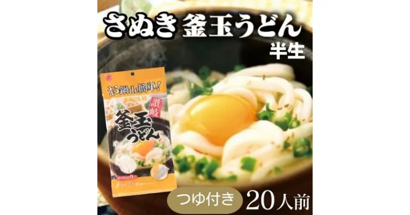 【ふるさと納税】さぬきうどん 釜玉うどん 半生タイプつゆ付き 20人前　麺類・うどん