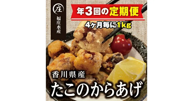 【ふるさと納税】【定期便/年3回】絶品！子供から大人まで大満足！香川県産たこのからあげ1kg（500g×2袋）　定期便・ 加工品 惣菜 冷凍 魚貝類 タコ 新鮮 真ダコ 厳選 食べやすい カット 独自製法 急速冷凍 唐揚げ からあげ 　お届け：スタート月より4ヶ月ごとにお届け