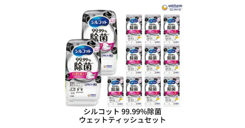 【ふるさと納税】シルコット99.99％除菌ウェットティッシュセット(本体2＋詰替3P×10袋)　 日用品 手拭き 外出時 お出かけ時 食事前 テーブル キッチン 掃除 しっかり除菌 厚手 　お届け：ご寄附（ご入金）確認後、約2週間～1ヶ月程度でお届けいたします。