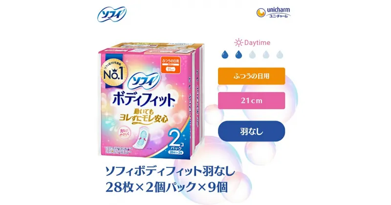 【ふるさと納税】ソフィボディフィット 羽なし 28枚×2個パック×9　 日用品 生理用品 ナプキン モレ安心 ボディフィット 羽なし 　お届け：ご寄附（ご入金）確認後、約2週間～1カ月程度でお届けとなります。