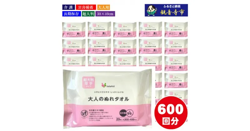 【ふるさと納税】【超大判・厚手タイプ】大人のぬれタオル20枚入り×30個セット（600枚）【介護・災害・備蓄】　お届け：ご寄附（ご入金）確認後、約2週間程度で順次発送いたします。