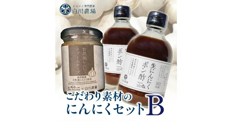 【ふるさと納税】こだわり素材のにんにくセットB 調味料 調味 薬味 香味 ドレッシング クリームチーズ チーズ セット 詰め合わせ 料理 ポン酢 甘熟 甘塾黒にんにく 黒にんにく にんにく 国産 国産にんにく アレンジ アクセント ガーリック 香川県 三豊市 送料無料 父の日