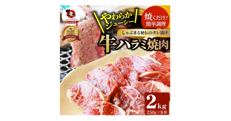 【ふるさと納税】1132-4　やわらか牛ハラミ焼肉 秘伝のタレ漬け2kg(250g×8P)