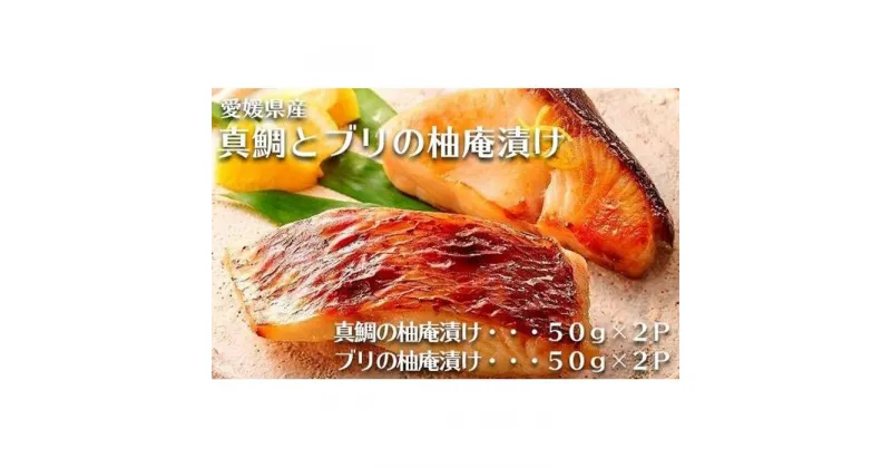 【ふるさと納税】愛媛県産 真鯛 ＆ ブリ 柚庵漬け 計4切 ( 50g × 2切 × 2種 ) | 魚 さかな 鯛 たい 骨取り 加工 おかず ご飯 ごはん 昼食 夕食 お弁当 お取り寄せ グルメ 人気 おすすめ 愛媛県 松山市