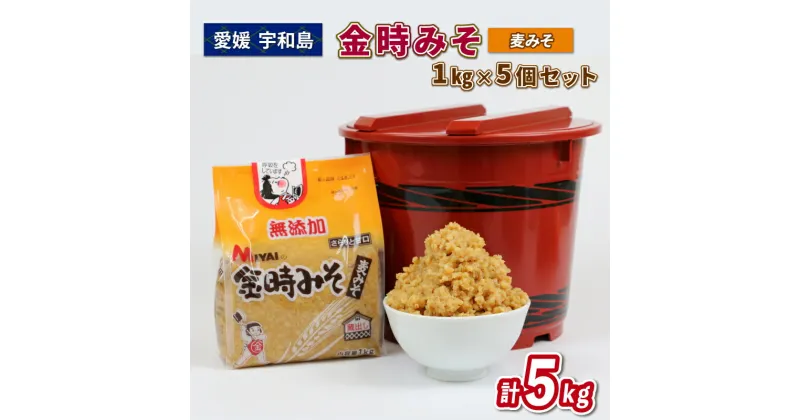 【ふるさと納税】 ＼10営業日以内発送／ 麦みそ 1kg ×5個 セット 計 5kg 金時みそ 宮居醤油店 味噌 みそ 麦味噌 お味噌 miso 味噌汁 みそ汁 朝食 和食 スープ 手作り 小分け パック 発酵 発酵調味料 調味料 麦 麹 こうじ 国産 愛媛 宇和島 J010-122002