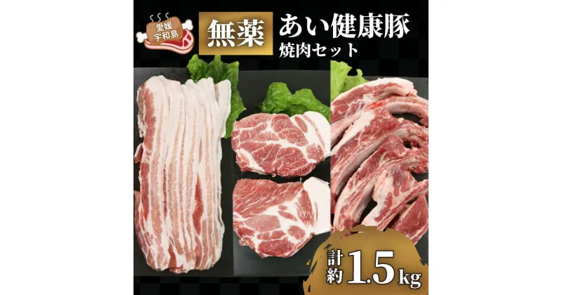 【ふるさと納税】 焼肉 セット 豚肉 計約 1.5kg バラ肉 厚切り 300g カタロース ステーキ 2枚 骨付き リブ ロース 750g 無薬 あい健康豚 niku BBQ 豚 焼き肉 ぶた ぶたにく お肉 にく ブランド豚 パック 冷凍 農家直送 産地直送 国産 愛媛 宇和島 E024-154004