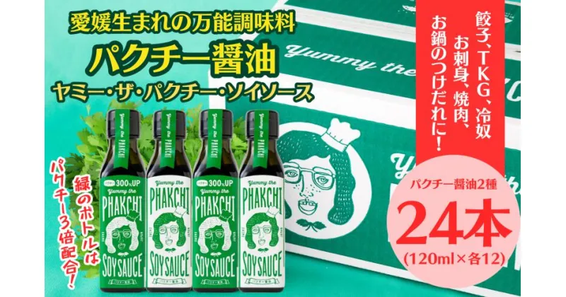 【ふるさと納税】 ＼10営業日以内発送／ パクチー醤油 2種 オリジナル 300% 24本 セット 旭合名会社 パクチー 醤油 コリアンダー ごま油 ニンニク 万能 調味料 国産 愛媛 宇和島 J071-052017