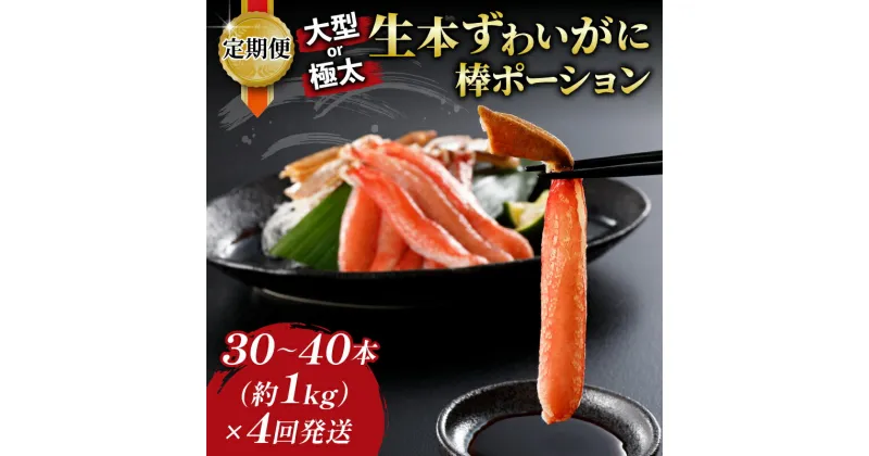 【ふるさと納税】 カニ定期便 4回 大型 or 極太 生本ずわいがに 棒ポーション 1kg × 4回 ニューバーク カニ kani 蟹定期便 本ずわいがに ずわいがに ずわい蟹 蟹 カニ棒肉 生蟹 カニしゃぶ 人気のカニ 甲殻類 人気 冷凍 むき身 真空パック 鍋 刺身 愛媛 宇和島 D110-116010