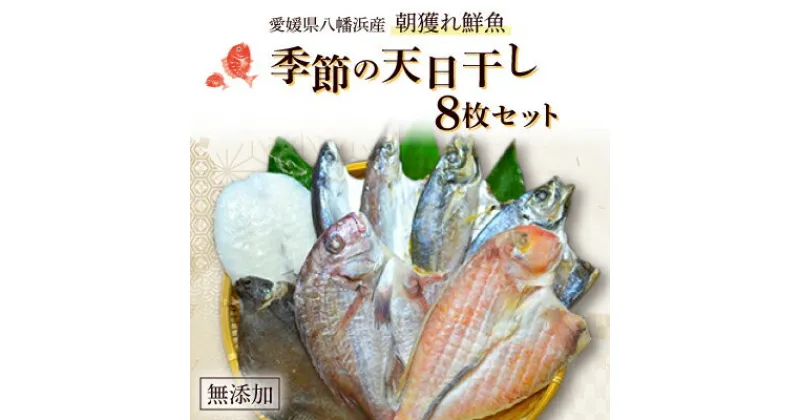 【ふるさと納税】無添加・天日干し　ピチピチ朝獲れ鮮魚の一夜干し8枚セット【D26-1】_ 干物 ひもの 一夜干し 天日干し 国産 干物セット タイ アジ カマス トビウオ イカ カレイ アマダイ 愛媛 無添加 冷凍 手作り 【配送不可地域：離島】【1044326】