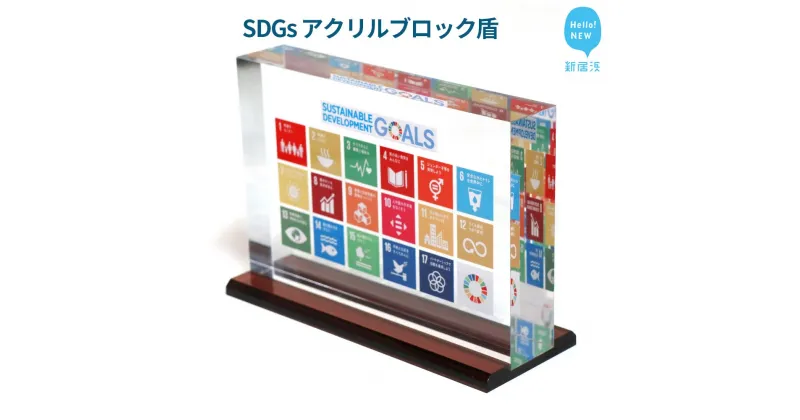 【ふるさと納税】 SDGs インテリア アクリル ブロック 盾 （厚さ40×幅210×高さ142mm） 高級 専用台