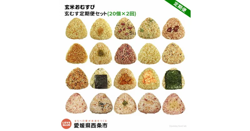 【ふるさと納税】＜玄米 おむすび 定期便 20個×2回＞- おにぎり 冷凍 鶏 チーズ 鮭 カレー 玄米おむすび玄むす屋 かんこめ 愛媛県 西条市『※翌月末迄に第1回目を出荷』