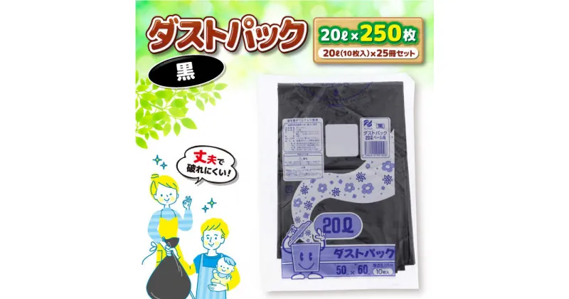 【ふるさと納税】 家庭用 ごみ袋 ダストパック 20L 黒（10枚入×25冊） ゴミ袋 20l 20L ごみぶくろ ビニール袋 ペット用 ペット用品 犬 猫 大洲市/日泉ポリテック株式会社[AGBR035] 13000円 13000