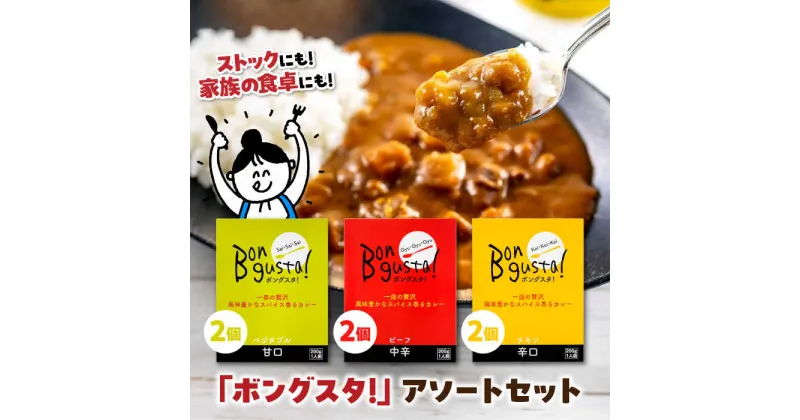 【ふるさと納税】一皿の贅沢！料理長が作ったレトルトカレー「ボングスタ！」3種詰め合わせ6個セット カレーライス レトルトカレーライス 非常食 保存食 ＼レビューキャンペーン中／愛媛県大洲市/ラヴィーナ姫路[AGAM001] 14000円 14000