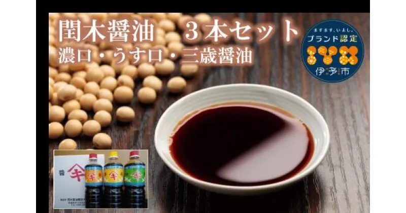 【ふるさと納税】調味料 愛媛 閏木醤油（濃口、うす口、三歳醤油）3本セット 送料無料 三歳醤油 濃口醤油 薄口醤油 しょうゆ こいくち うすくち 老舗 伊予市｜B112