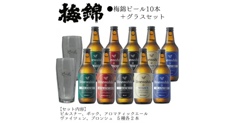 【ふるさと納税】梅錦ビール 10本 ＋ グラスセット