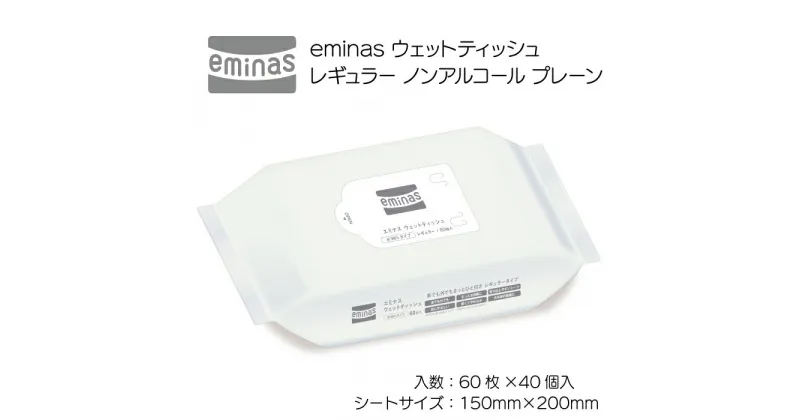 【ふるさと納税】eminas ウェットティッシュ レギュラー ノンアルコール プレーン 60枚