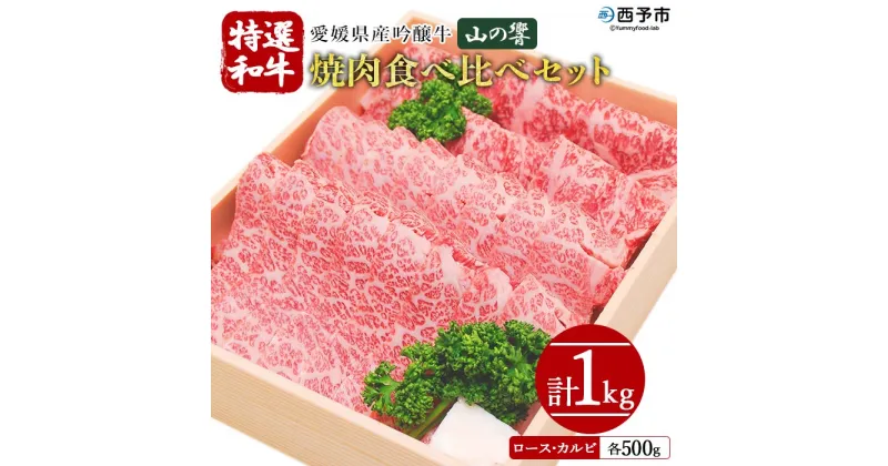 【ふるさと納税】愛媛県産吟醸牛＜「山の響」特選和牛焼肉 食べ比べセット 合計1kg（500g×2）＞ 牛肉 国産 黒毛和牛 焼き肉 やきにく カット ロース カルビ お楽しみ グルメ お祝い 御祝 お礼 御礼 食材 特産品 高橋畜産 愛媛県 西予市【冷凍】『3か月以内に順次出荷予定』