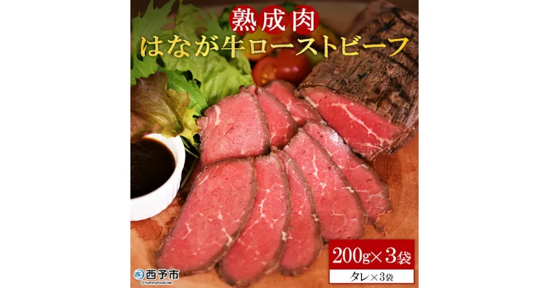 【ふるさと納税】＜熟成肉 はなが牛ローストビーフ 200g×3個＞ 牛肉 国産 タレ付き 赤身 パーティー ディナー おつまみ おかず 加工品 特産品 小分け ゆうぼく 愛媛県 西予市 【冷凍】『1か月以内に順次出荷』