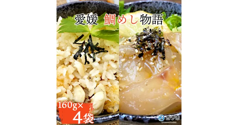 【ふるさと納税】＜愛媛 鯛めし物語（160g×4袋）＞※1か月以内に順次出荷 魚 海産物 郷土料理 たい 丼 食べ比べ お祝い 野福 特産品 愛媛県 西予市 【冷凍】