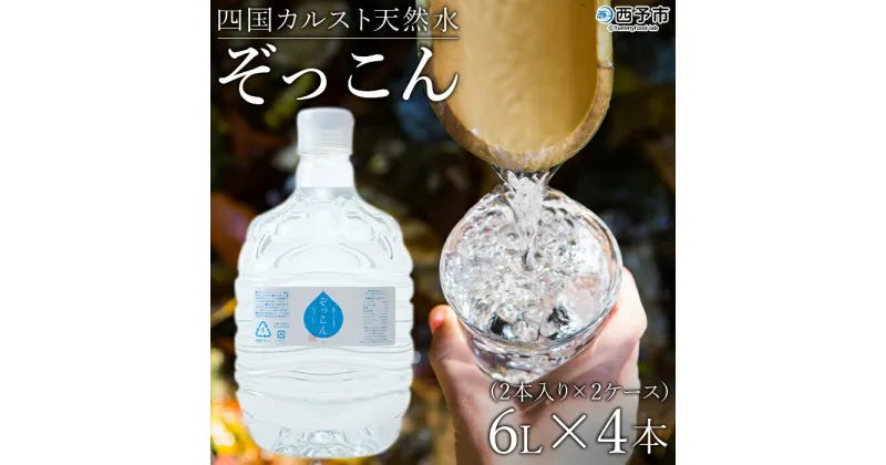 【ふるさと納税】＜四国カルスト天然水ぞっこん (6L×2本)×2ケース 計4本＞ 飲料 水 みず 中硬水 弱アルカリイオン水 ガロンボトル ウォーター バナジウム 備蓄 防災 キャンプ アウトドア 国産 特産品 ぞっこん四国 愛媛県 西予市【常温】『1か月以内に順次出荷予定』