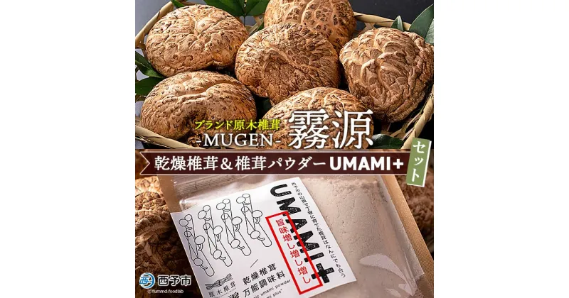 【ふるさと納税】＜原木椎茸「霧源 MUGEN」乾燥 約150g（5～8枚）&椎茸パウダー「UMAMI＋（うまみぷらす）」1袋セット＞干ししいたけ シイタケ 肉厚 国産 きのこ 粉末 お手軽 出汁 ダシ うま味 旨味 旨み 横林自治振興協議会 愛媛県 西予市【常温】『1か月以内に順次出荷』