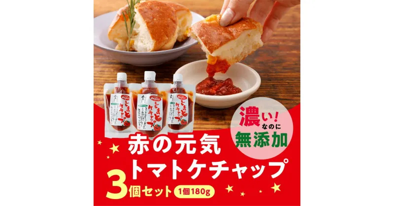 【ふるさと納税】トマトケチャップ（180g×3個セット 計540g）｜ 完熟トマト 詰め合わせ 個包装 とまと ベジタブル 濃厚 野菜 ソース パスタ 無添加 愛媛 久万高原町 赤の元気　※離島への配送不可