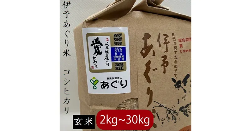 【ふるさと納税】 【新米】【キロ数が選べる】米 玄米 2～30kg 伊予 あぐり米 コシヒカリ 令和6年産 農薬・化学肥料不使用 米 玄米 令和6年産 お米 こめ 農薬・化学肥料不使用 おこめ おにぎり お米 贈答 有限会社あぐり 愛媛県 松前町