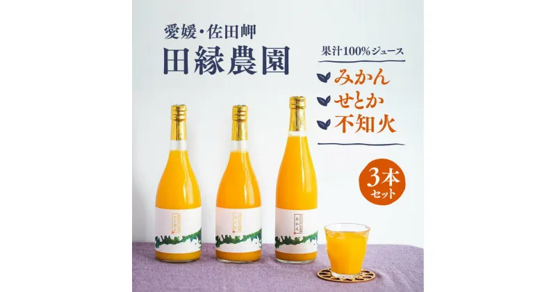 【ふるさと納税】【愛媛県産】田縁農園の無添加100%ジュース 3本セット（720ml×3本/みかん1、せとか1、不知火1） ストレート果汁100％