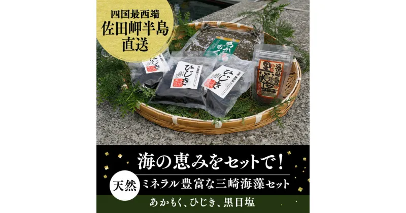 【ふるさと納税】天然アカモクセット（アカモク500g・乾燥ひじき60g・黒目塩1袋）＜海 海藻 近年注目 強い粘り 甘み 特徴 愛媛＞