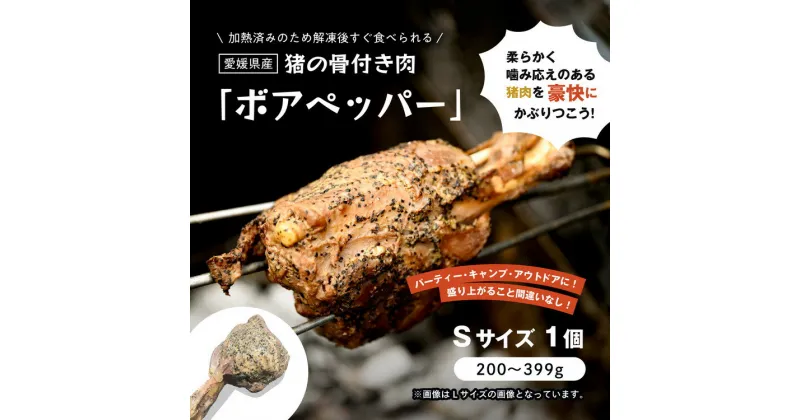 【ふるさと納税】猪のマンガ肉 ボアペッパー Sサイズ 200～399g｜ 味付き 愛媛県産 ジビエ 猪肉 BBQ ギフト プレゼント 骨付き肉 アウトドア 夏休み