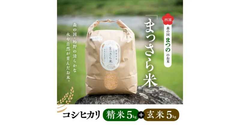 【ふるさと納税】四国・森の国まつののお米「まっさら米」コシヒカリ精米5kg+玄米5kg ◆　※離島への配送不可