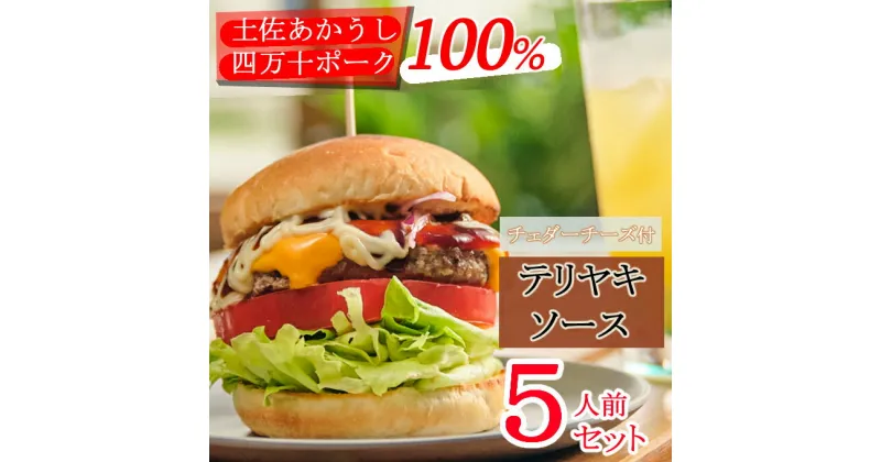 【ふるさと納税】土佐和牛＆四万十ポーク合い挽きチェダーチーズバーガーセット【テリヤキソース】【5人前】＜sd008＞