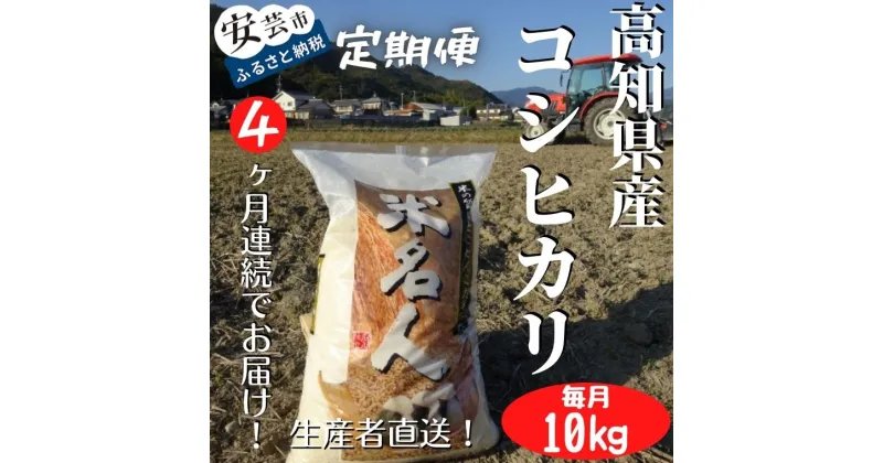 【ふるさと納税】《令和6年産》4ヵ月連続でお届け！「コシヒカリ（白米）」定期便　10kg×4回