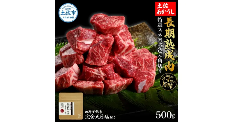 【ふるさと納税】特選 スネ肉煮込み角切り 土佐あかうし 長期熟成肉 500g 田野屋銀象 完全天日塩付き スネ肉 煮込み 角切り 肉 お肉 和牛 牛肉 国産 牛 熟成肉 豪華 贅沢 真空パック 冷凍配送 新鮮 美味しい 故郷納税 高知県 土佐市