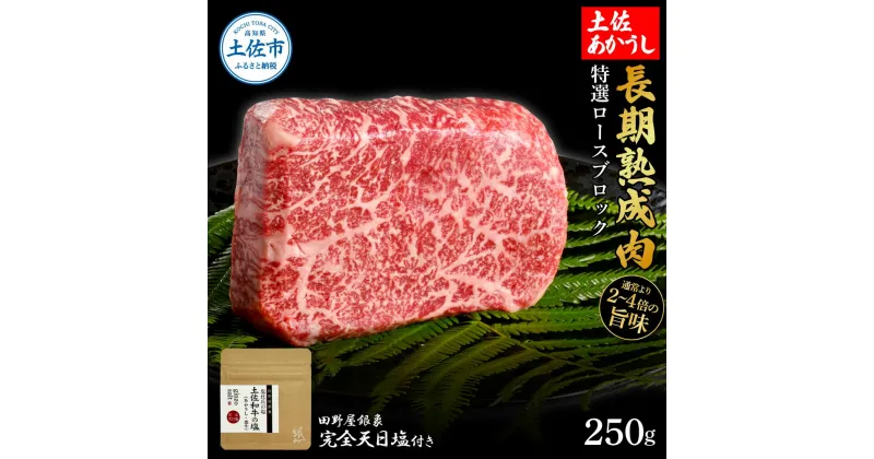 【ふるさと納税】特選 ロースブロック 土佐あかうし 長期熟成肉 250g 田野屋銀象 完全天日塩付き ロース 牛肉 ブロック 肉 お肉 和牛 国産 牛 熟成肉 ブロック肉 豪華 贅沢 真空パック 冷凍配送 新鮮 美味しい 故郷納税 高知県 土佐市